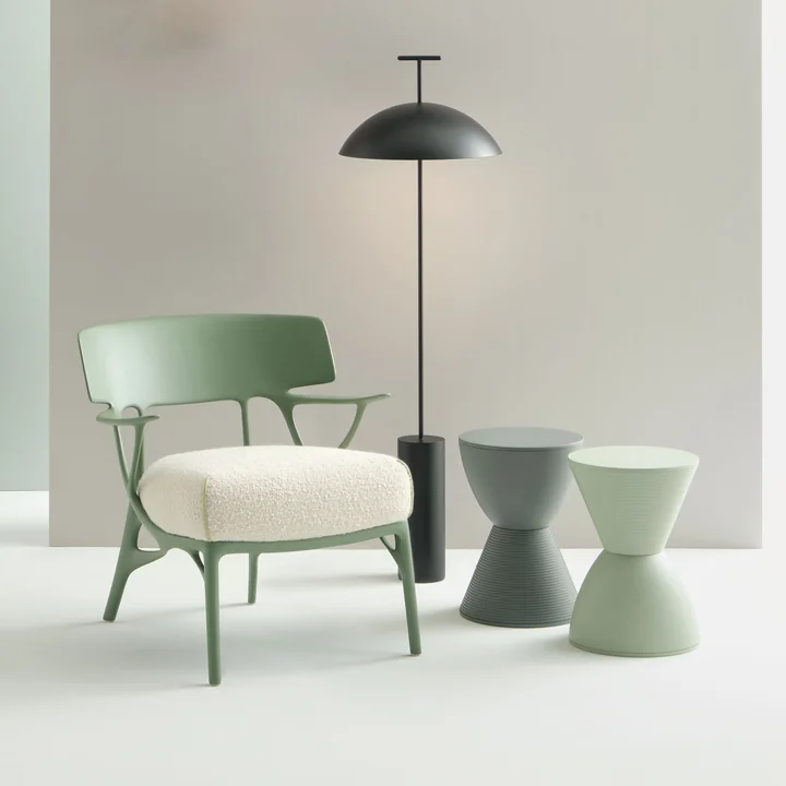 Kartell A.I. Lounge Chair -, groen / wit (stof Panamino)