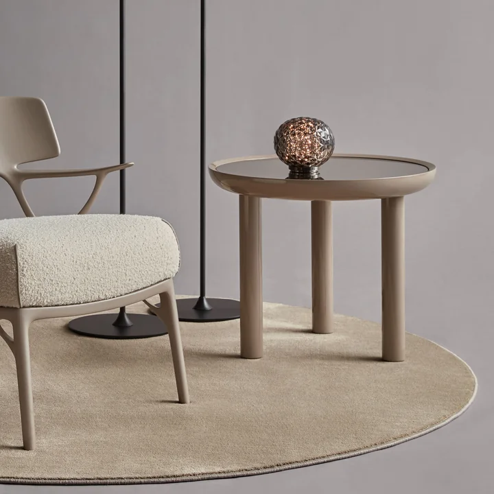 Kartell - K-Top bijzettafel, H 50 cm / Ø 60 cm, bronskleurige spiegel / duifgrijs