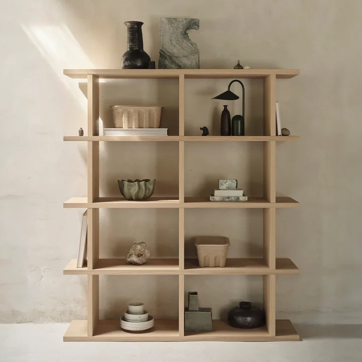 Ferm Living - Kona boekenkast 2 x 4, 122,5 x 141 cm, eiken natuur