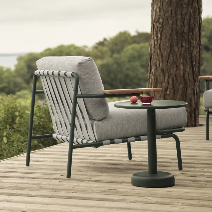 Muuto - Settle Outdoor Lounge Chair, groen / donkergroen (stof Ribbed Weave 2)