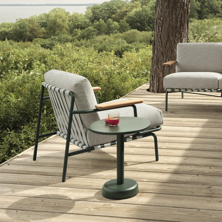 Muuto - Settle Outdoor Lounge Chair, groen / donkergroen (stof Ribbed Weave 2)