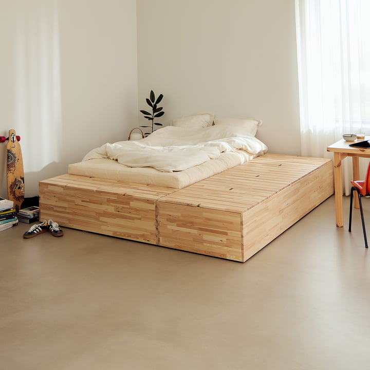 Karup Ontwerp - Kelderbed, blank grenen incl. opbergbank