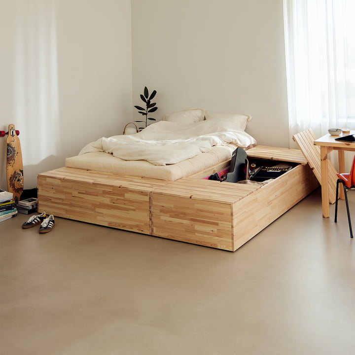 Karup Ontwerp - Kelderbed, blank grenen incl. opbergbank