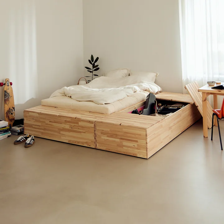 Karup Ontwerp - Kelderbed, blank grenen incl. opbergbank