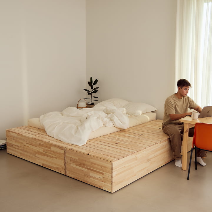 Karup Ontwerp - Kelderbed, blank grenen incl. opbergbank