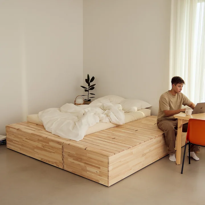Karup Ontwerp - Kelderbed, blank grenen incl. opbergbank