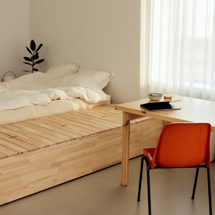 Karup Ontwerp - Kelderbed, blank grenen incl. opbergbank