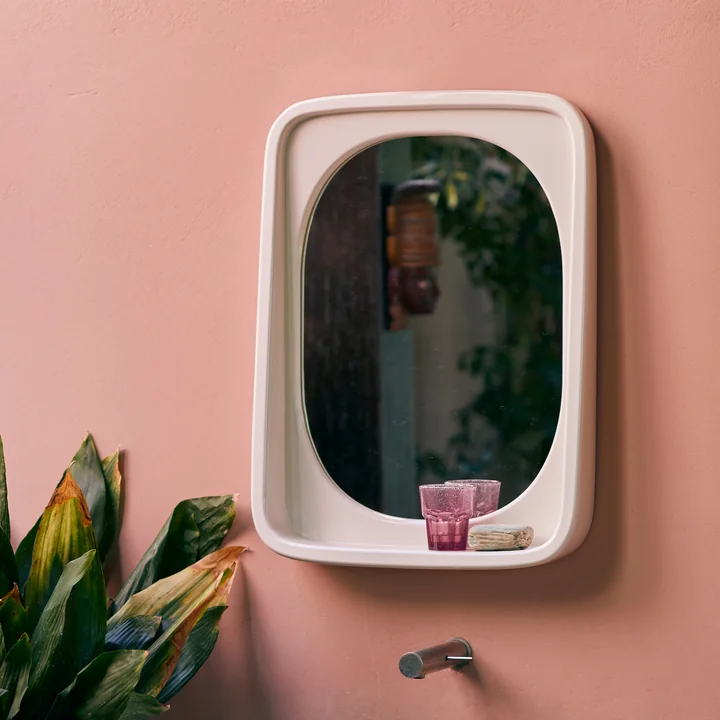 HKliving Curve - Spiegel 52 x 71 cm, eierschaal glanzend