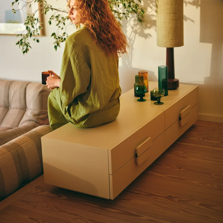 HKliving Spacious - Lowboard, B 160 x H 36 cm, Sungkai crème