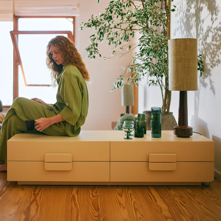 HKliving Spacious - Lowboard, B 160 x H 36 cm, Sungkai crème