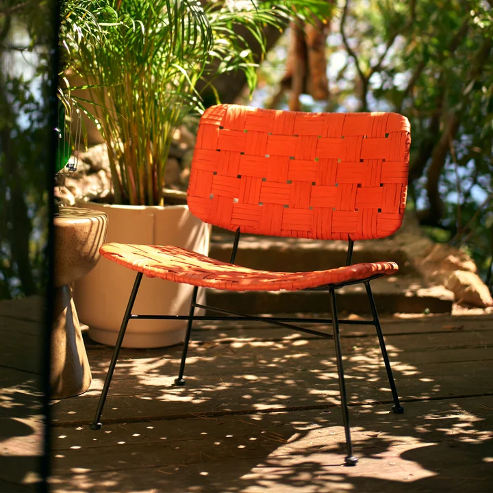 HKliving - Rotan loungestoel, kersenrood