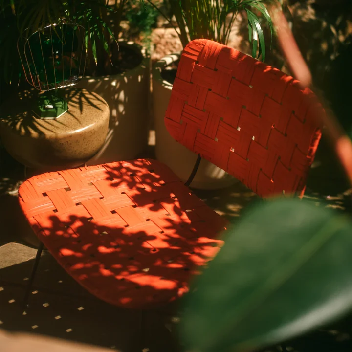 HKliving - Rotan loungestoel, kersenrood