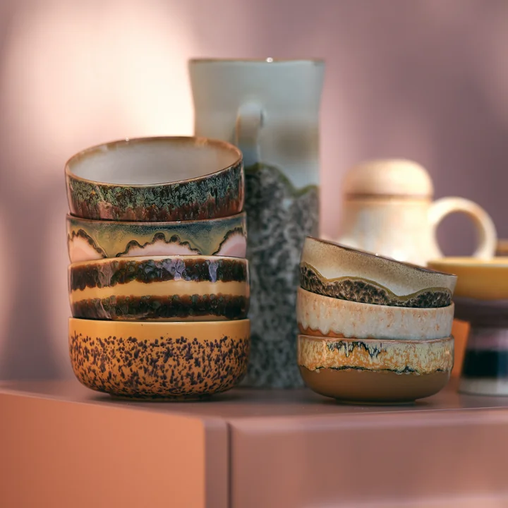 HKliving - 70's Dessertkom, Ø 12,5 cm, habour (set van 4)