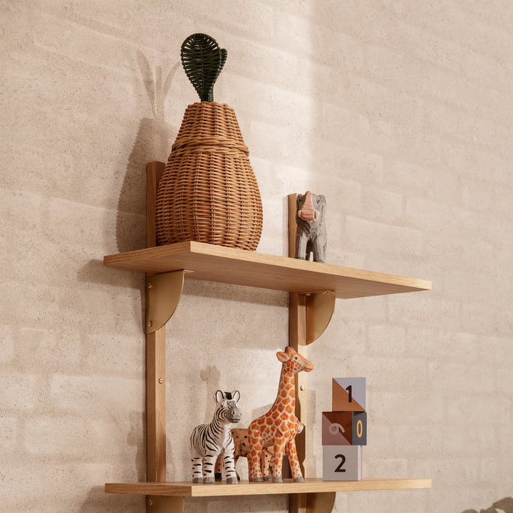 ferm Living - Peervormige opbergmand, naturel / groen