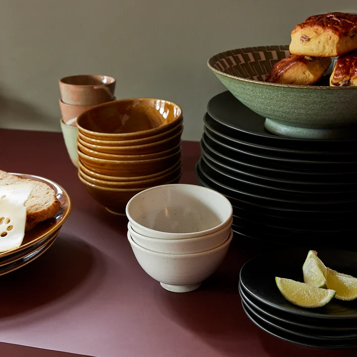 HKliving Kyoto - Rijstkom, Ø 11,3 cm, wit gespikkeld