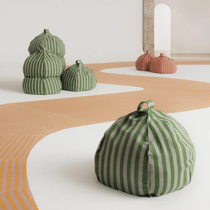 Nobodinoz - Ronde zitzak Vibes, Ø 70 x H 30 cm, groen/blauw