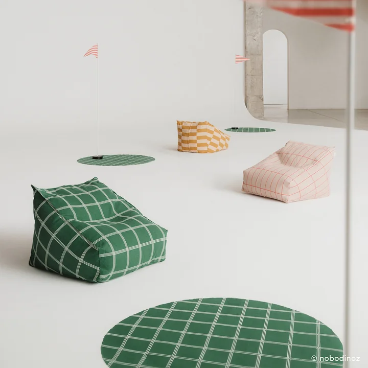 Nobodinoz - Zitzak Vibes, L 74 x H 40 cm, groen / wit
