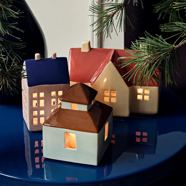 Broste Copenhagen - Bo Decoratief huis, licht turquoise / karamelbruin