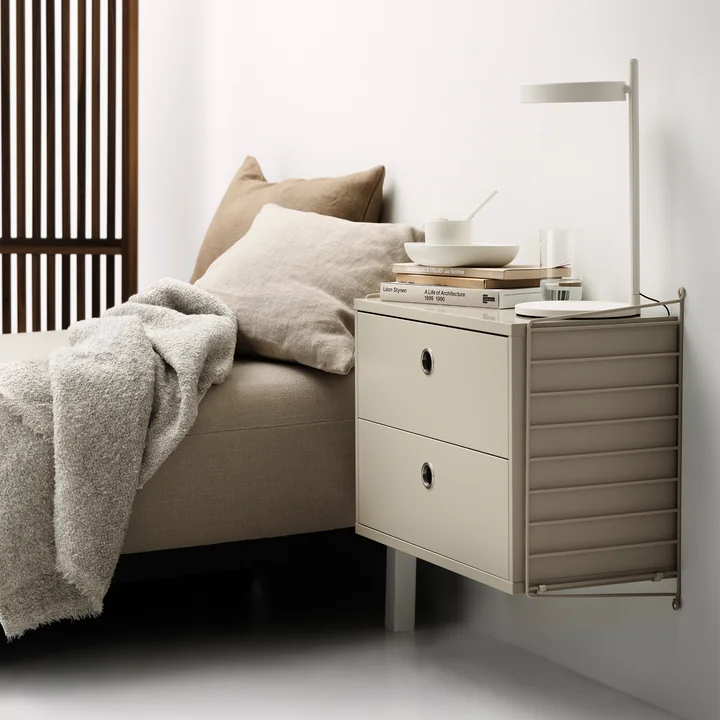 String - Nachtkastje, 58 x 50 x 30 cm, beige / beige