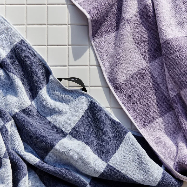 HAY Check - Handdoeken, lavendel en staalblauw