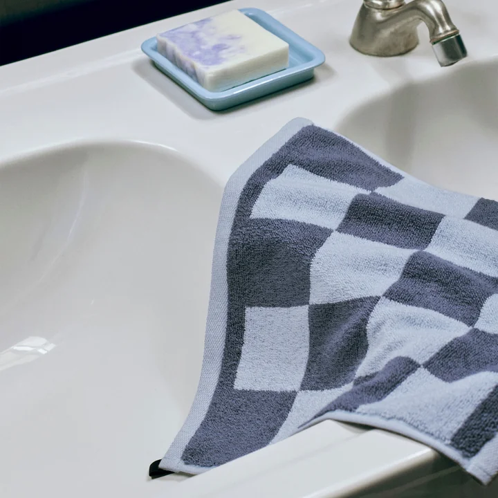 HAY Check - Washandje, 30 x 30 cm, staalblauw