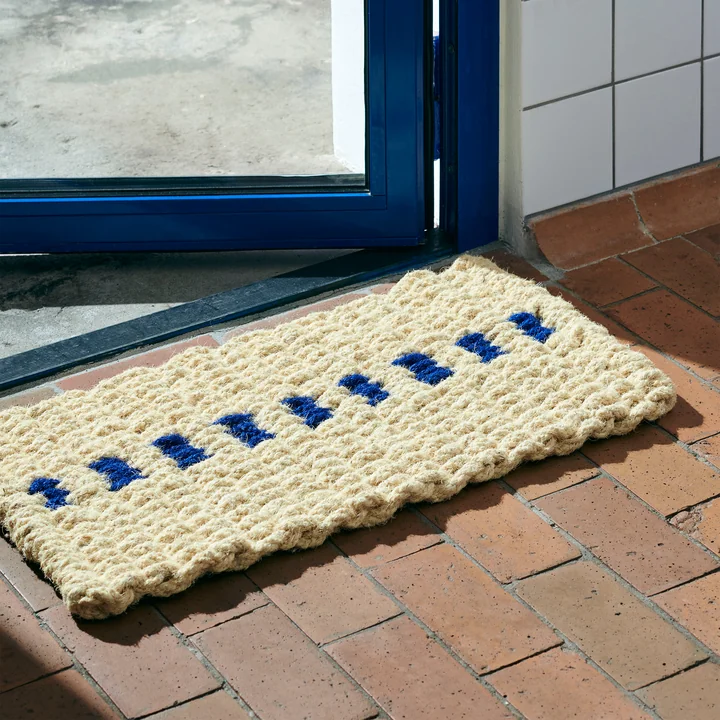 HAY Coco - Deurmat, stip, wit / blauw