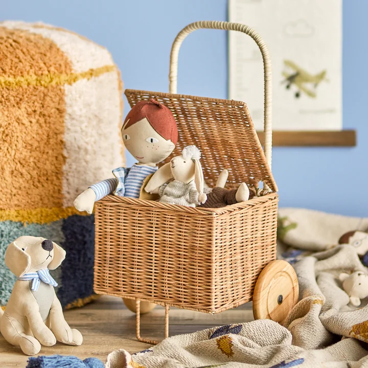 Bloomingville Penne Mini - Kinderwagen, L 29 x H 50 cm, rotan