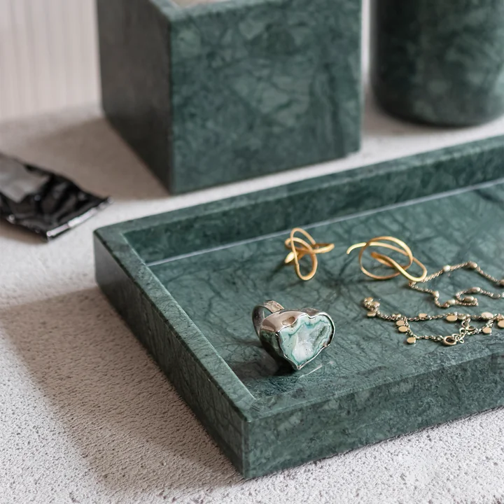 Mette Ditmer Marble - Dienblad, 16 x 31 cm, donker bos