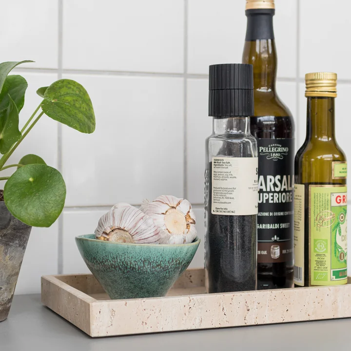 Mette Ditmer - Travertijnen dienblad, 16 x 31 cm, linnen