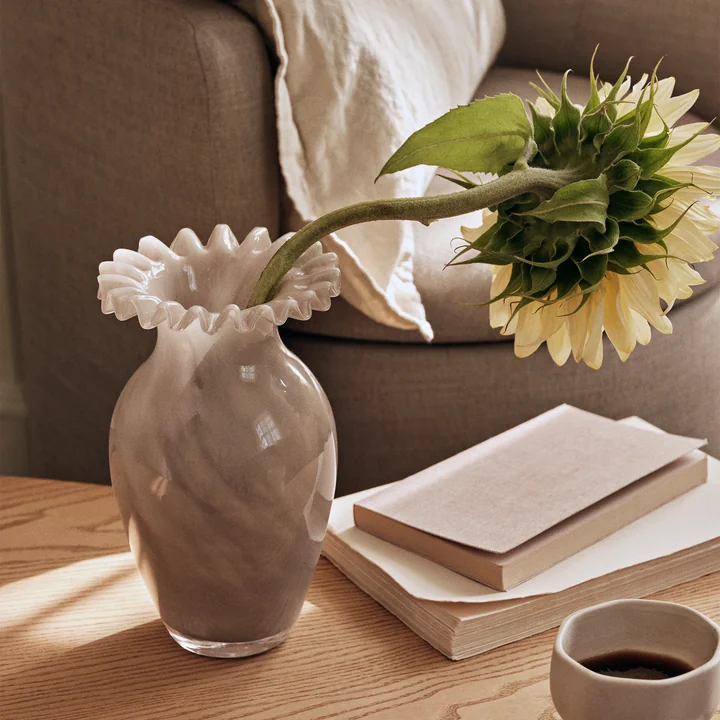 Broste Copenhagen Jasmin - Vaas Ø 14,5 x 23 cm, taupe warm grijs