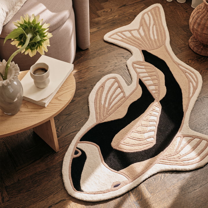 Broste Copenhagen Koi - Tapijt, zwart / beige