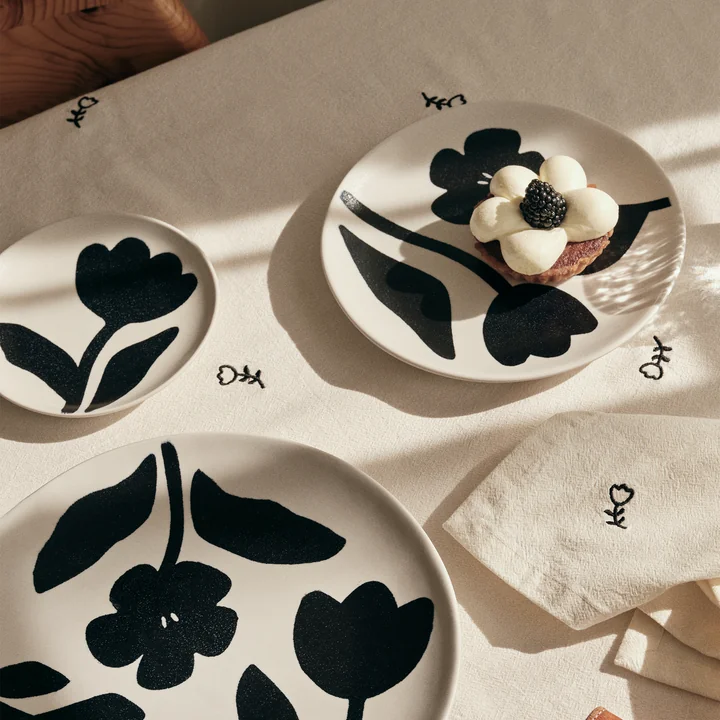 Broste Copenhagen Mai - Tafelkleed, zwart / gebroken wit