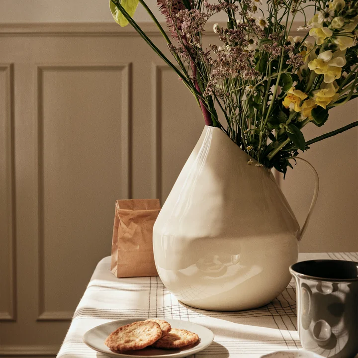 Broste Copenhagen Rosario - Vaas, Ø 20 x 25 cm, crème