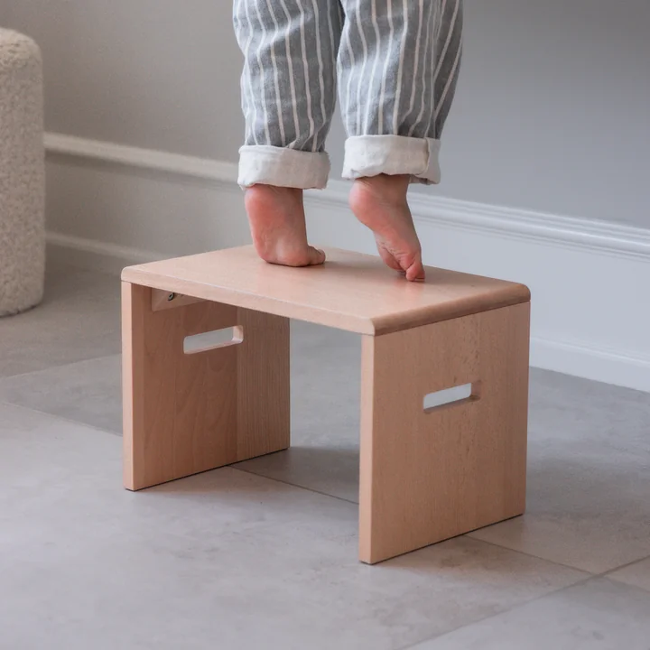 Sebra - Kinderkrukje, H 24 cm, Houten editie, beuken naturel