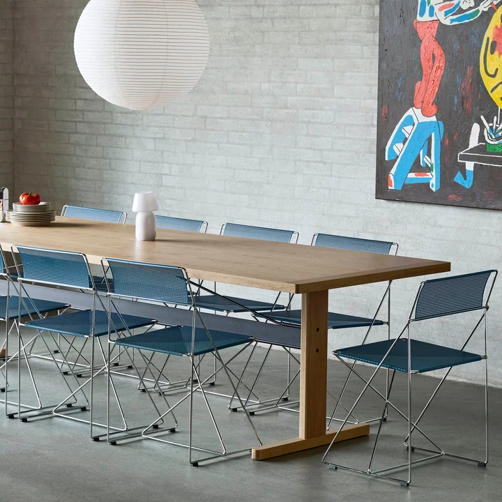 HAY - X-Line stoel, binnen, verchroomd / poederblauw