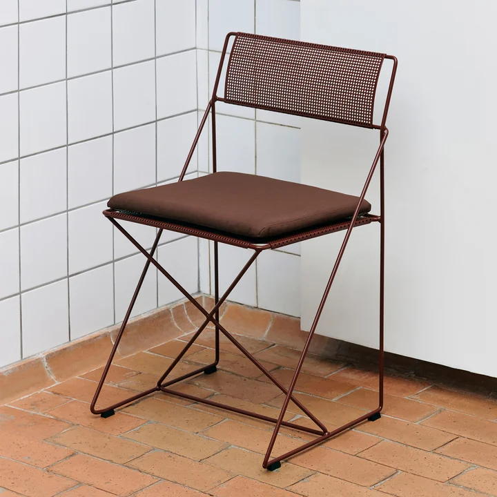 HAY - X-Line Stoel, buiten, ijzerrood met zitkussen