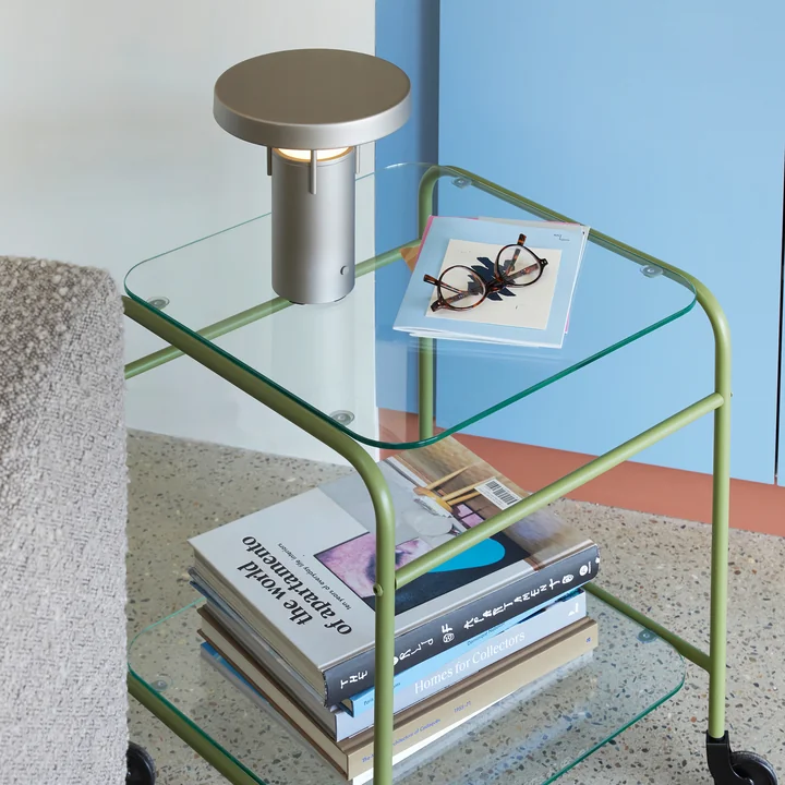 Hübsch Interior - Zephyr serveerwagen met wielen, groen