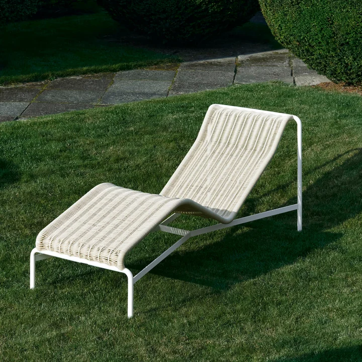 HAY Palissade Cord Chaise Longue - Ligstoel, crème wit