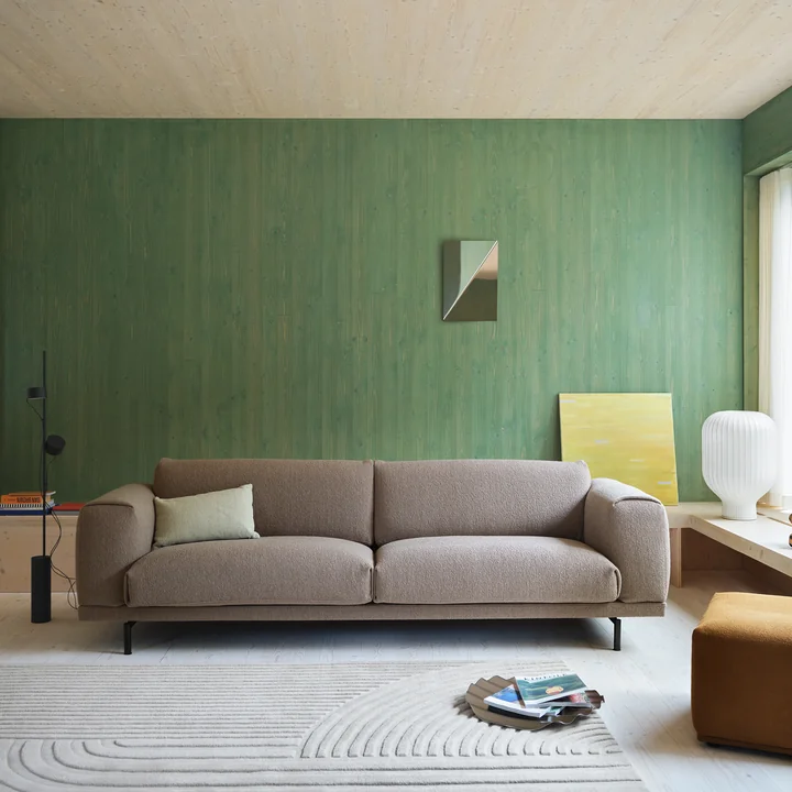 Rest Sofa 3-zits, zwart / bruin (stof Maharam Hearth 6) van Muuto