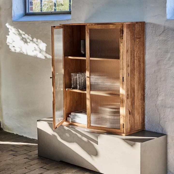 House Doctor - Balance wandplank incl. glazen deuren, H 100 x 80 cm, antiek bruin