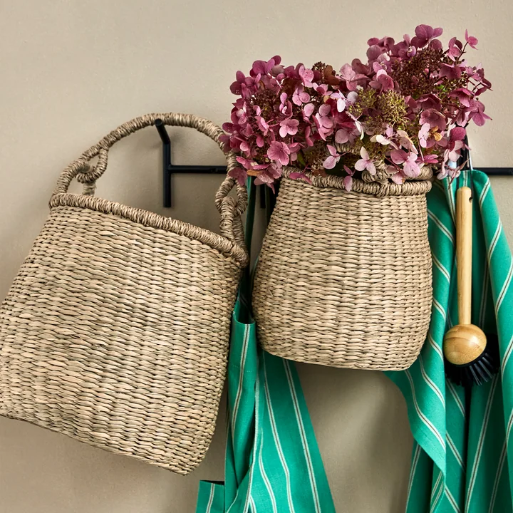 House Doctor - Cesta opbergmand M, natuurlijk zeegras (set van 2)