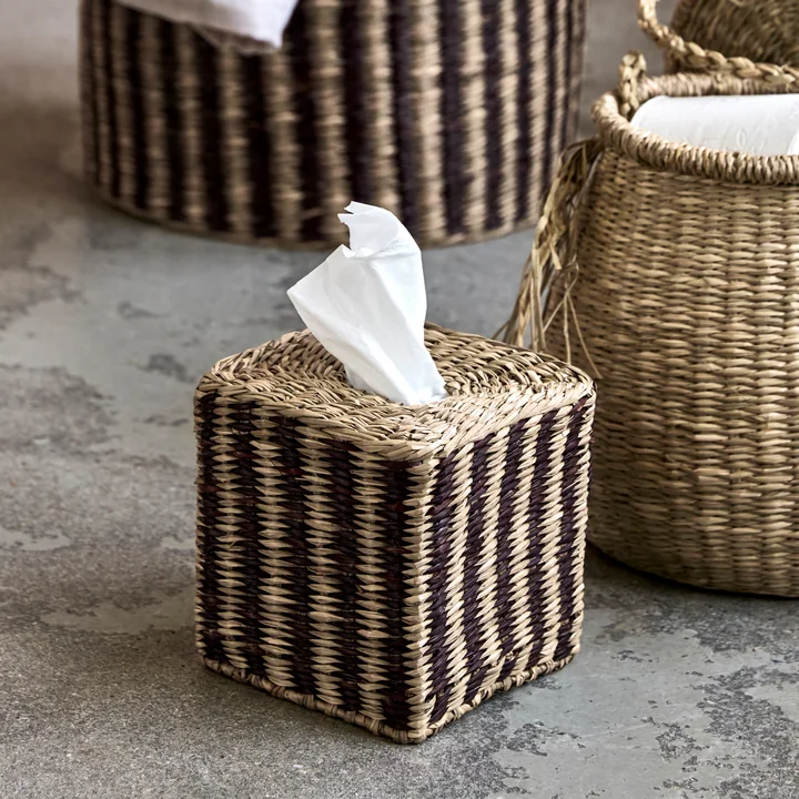 House Doctor Clean - Cosmetische tissuebox, naturel / zwart