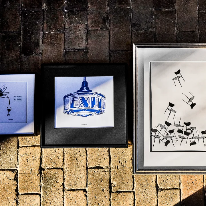 House Doctor - Exit muurschildering, 40 x 40 cm, donkerblauw