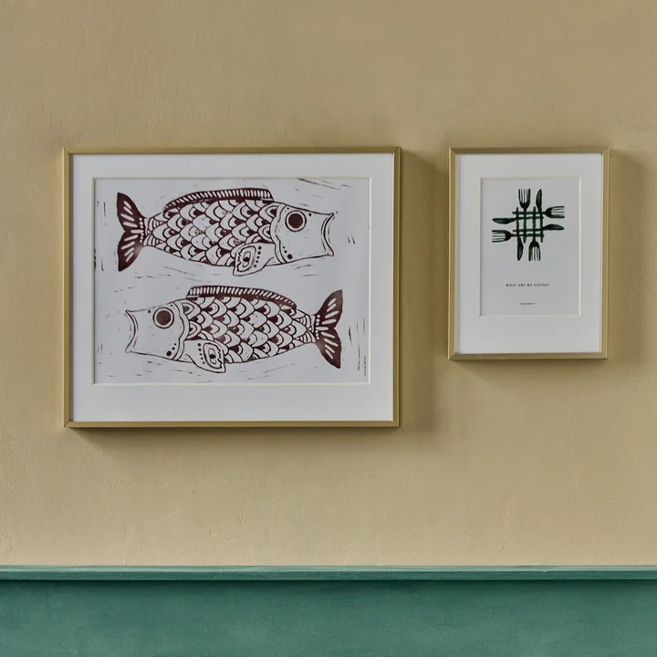 House Doctor - Vis muurschildering, 50 x 40 cm, bordeaux