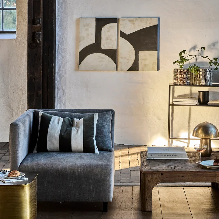 House Doctor - Hape muurschildering, 50 x 70 cm, zwart / gebroken wit (set van 2)