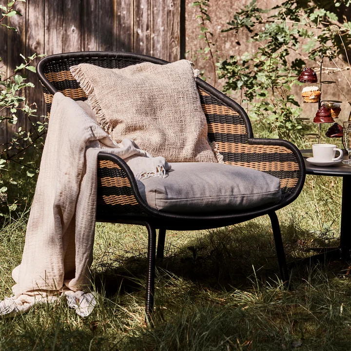 House Doctor Hapur Outdoor - Loungestoel, naturel / zwart
