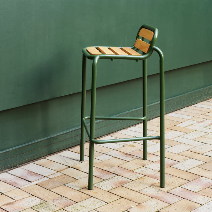 Normann Copenhagen - Vig barkruk, h 75 cm, donkergroen / robinia