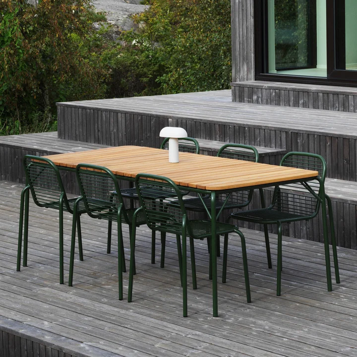 Normann Copenhagen - Vig Tafel, 90 x 200 cm, donkergroen / robinia, Vig Stoel, donkergroen
