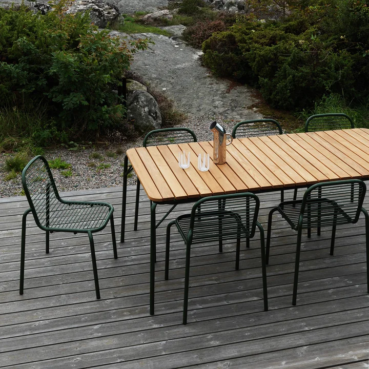 Normann Copenhagen - Vig Tafel, 90 x 200 cm, donkergroen / robinia, Vig Stoel, donkergroen