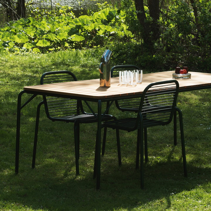 Normann Copenhagen - Vig Tafel, 90 x 200 cm, donkergroen / robinia, Vig Stoel, donkergroen